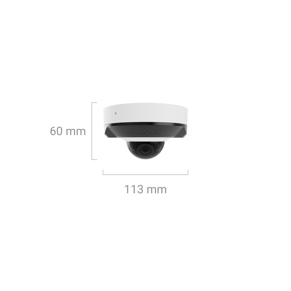 Ajax DomeCam Mini (8 Mp/2.8 mm) – izmēri, skats no priekšpuses