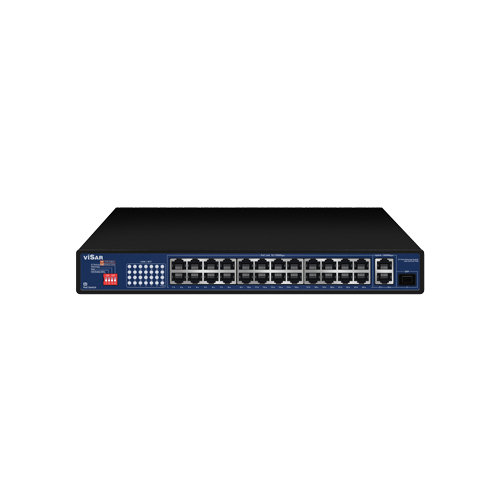 VSS W24POE3G, PoE komutators, 24× Ethernet PoE + 2× Gigabit Ethernet + 1× SFP augšupsaites ports