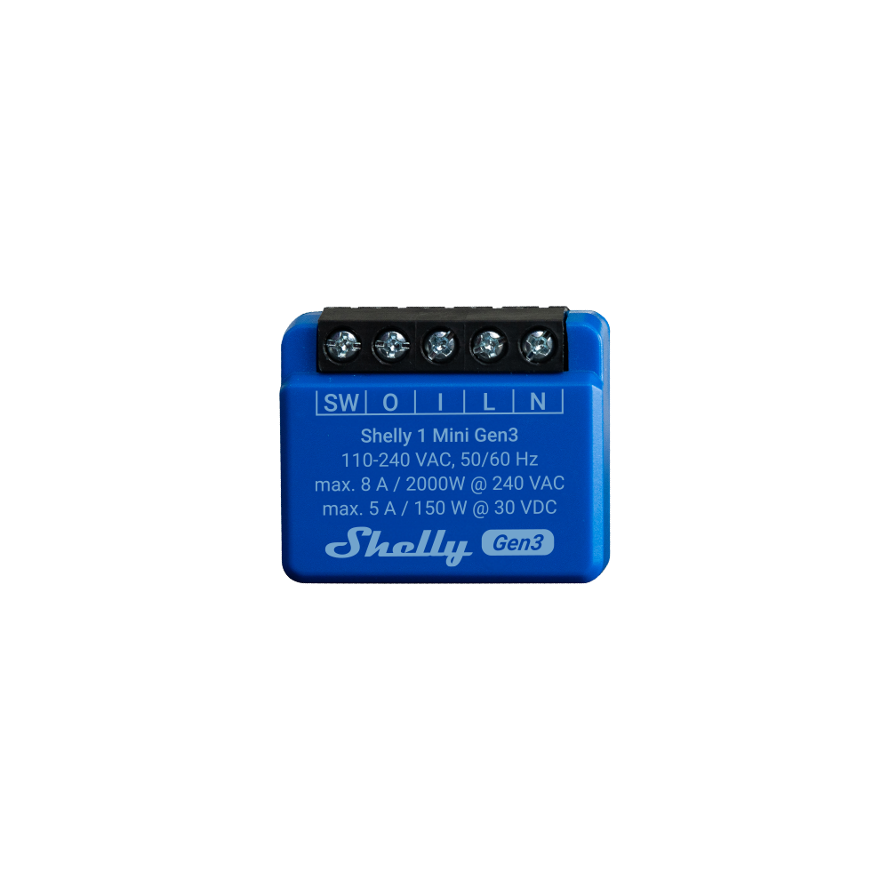 [05815] Shelly 1 Mini Gen3, mini viedais relejs, 8 A (Wi-Fi, Bluetooth)