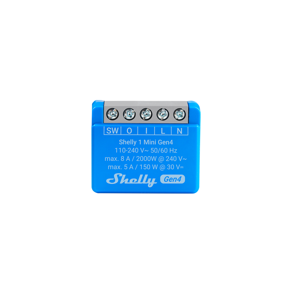 Shelly 1 Mini Gen4, mini viedais relejs, 8 A (Wi-Fi, Zigbee, Matter)