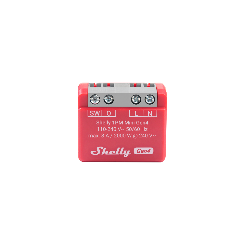 Shelly 1PM Mini Gen4, mini viedais relejs ar jaudas mērīšanu, 8 A (Wi-Fi, Zigbee, Matter)
