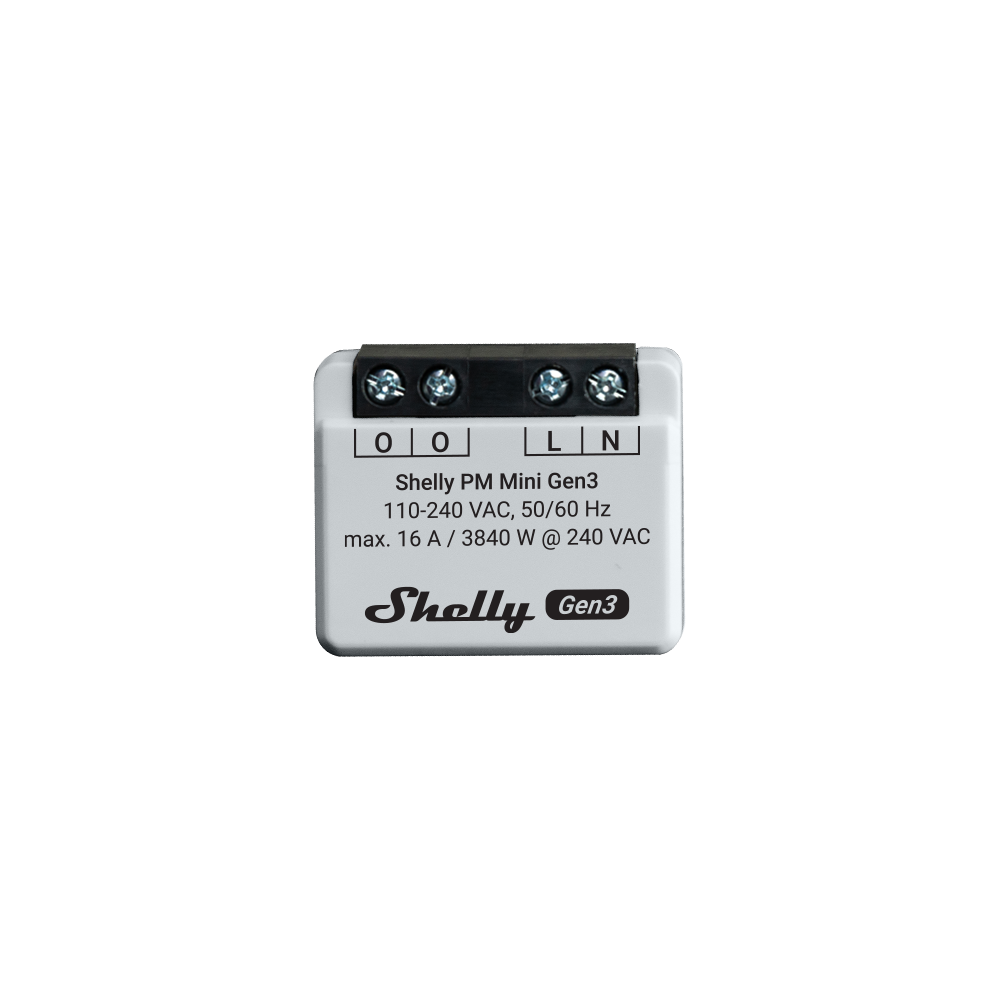 Shelly PM Mini Gen3, mini elektroenerģijas mērītājs, 16 A