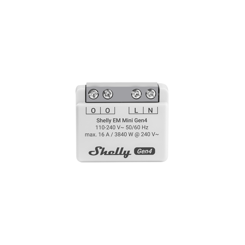 [P03013] Shelly EM Mini Gen4, mini elektroenerģijas mērītājs, 16 A (Wi-Fi, Zigbee, Matter)