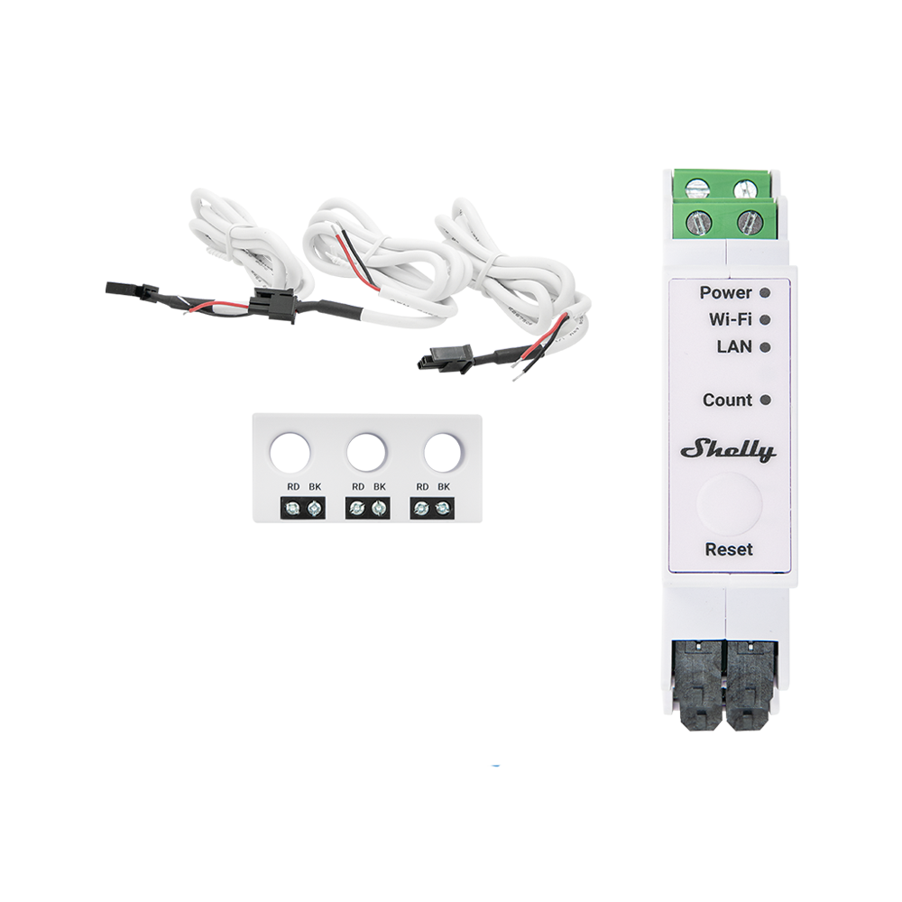 Shelly Pro 3EM-3CT63, 3 fāžu DIN enerģijas mērītājs ar 3× 63 A CT