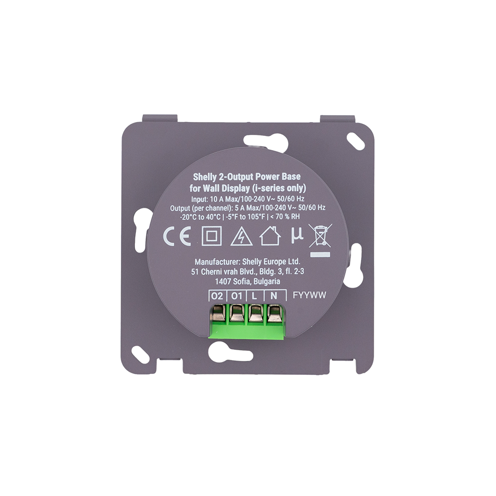 Shelly 2-output Power Base, 2 izeju pamatne Wall Display i sērijai