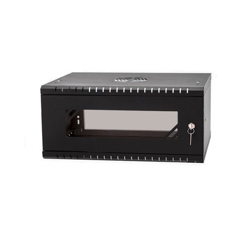 [03043] SF 4UC450GB, 19" 4U sienas komutācijas skapis, 600×450×260 mm, stikla durvis, melns, samontēts
