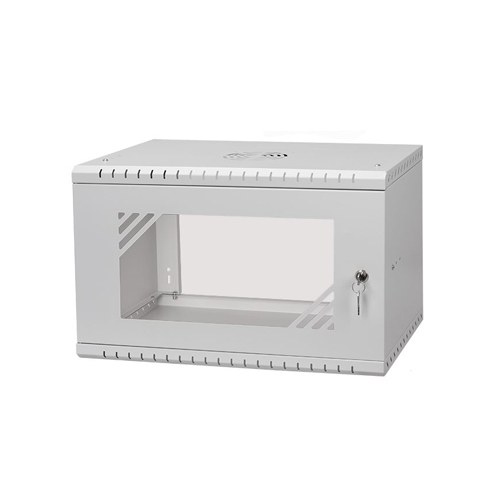SF 6UC450GG, 19" 6U sienas komutācijas skapis, 600×450×350 mm, stikla durvis, pelēks, samontēts
