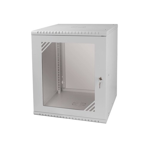 [P02333] SF 12UC450GG, 19" 12U sienas komutācijas skapis, 600×450×640 mm, stikla durvis, pelēks, nesamontēts