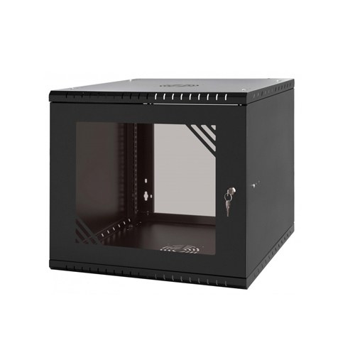 SF 9UC600GB, 19" 9U sienas komutācijas skapis, 600×600×500 mm, stikla durvis, melns, nesamontēts