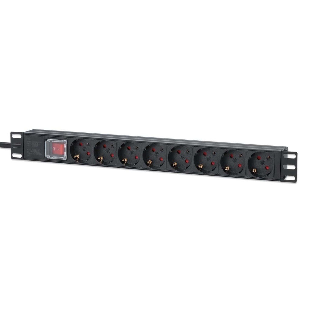 SF 1UPDU9x220, 19" 1U barošanas panelis (PDU), 9 Schuko ligzdas, ar slēdzi