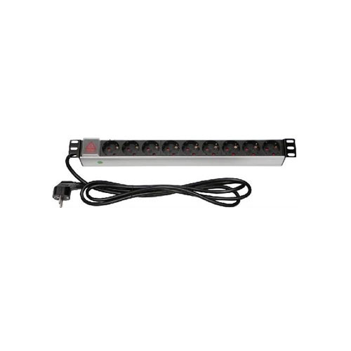 SF 1UPDU9x220, 19" 1U barošanas panelis (PDU), 9 Schuko ligzdas, ar slēdzi