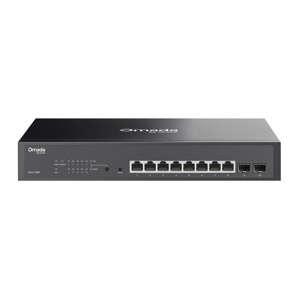 Omada SG2210MP, 8 portu gigabitu Smart PoE+ komutators ar 2 SFP slotiem