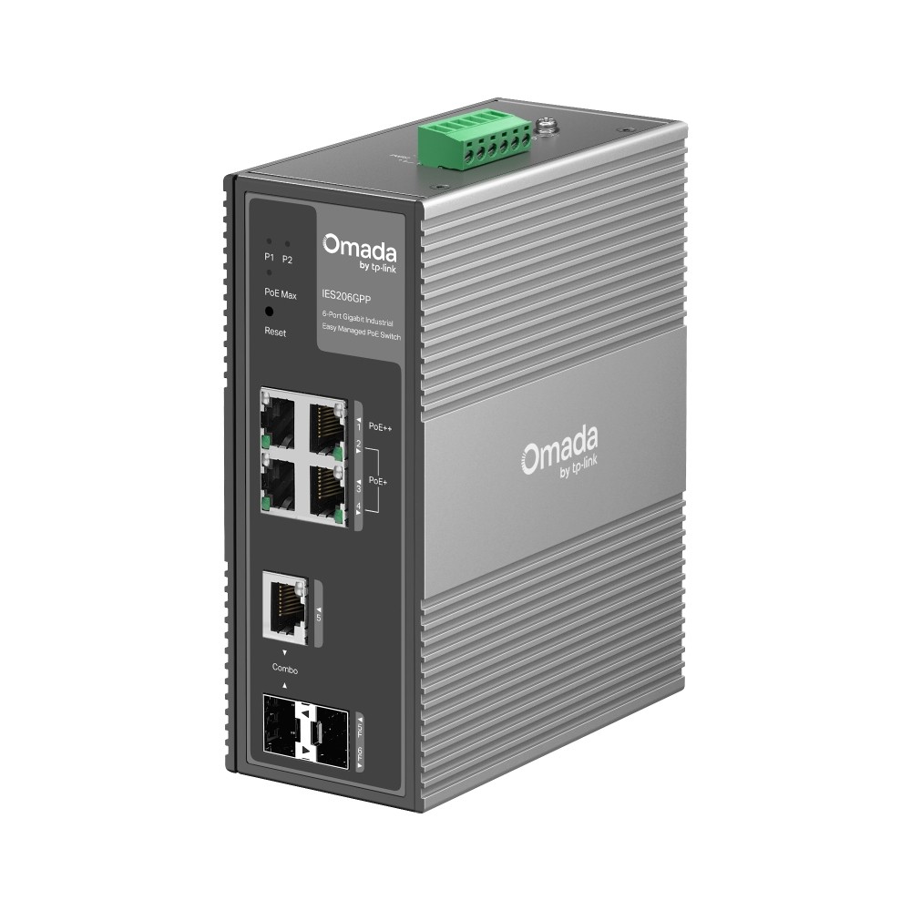 Omada IES206GPP, 6 portu gigabitu industriālais Easy Managed komutators ar 3 PoE+ un 1 PoE++ portu