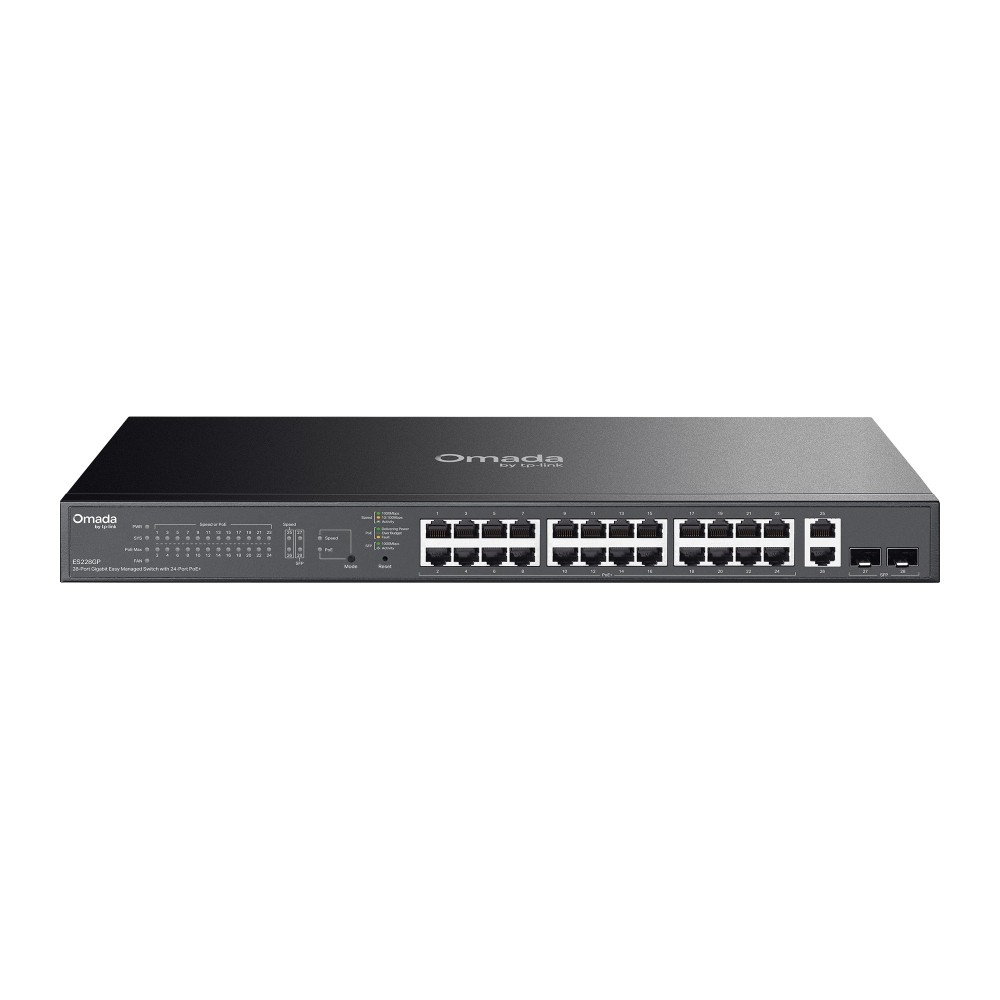 Omada ES228GP, 28 portu gigabitu Easy Managed komutators ar 24 PoE+ portiem