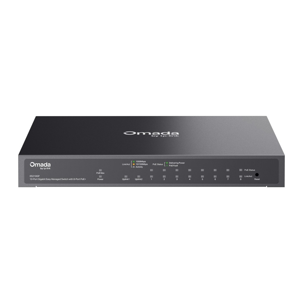 Omada ES210GP, 10 portu gigabitu Easy Managed komutators ar 8 PoE+ portiem
