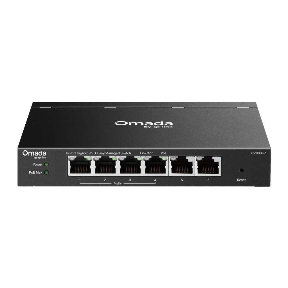 Omada ES206GP, 6 portu gigabitu Easy Managed komutators ar 4 PoE+ portiem