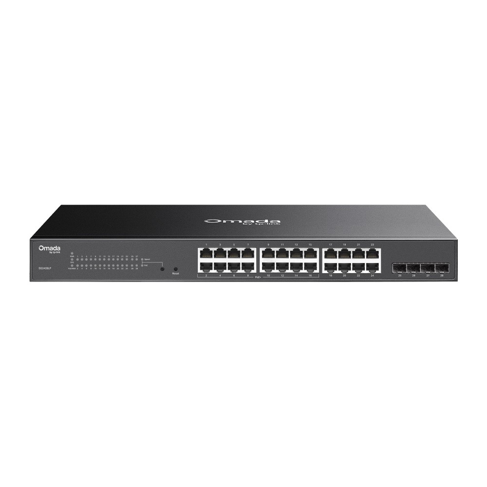 Omada SG2428LP, 24 portu gigabitu Smart komutators ar 16 PoE+ portiem un 4 SFP slotiem